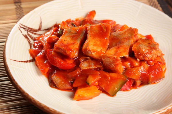 Brochet Sauce Tomate Chinois Stily — Photo