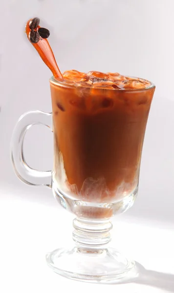 coffee cocktail with ice on white background