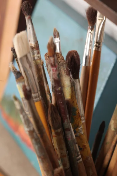 brushes and pencils for drawing all together