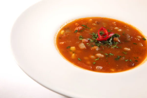 Pittige soep met paprika en bonen — Stockfoto