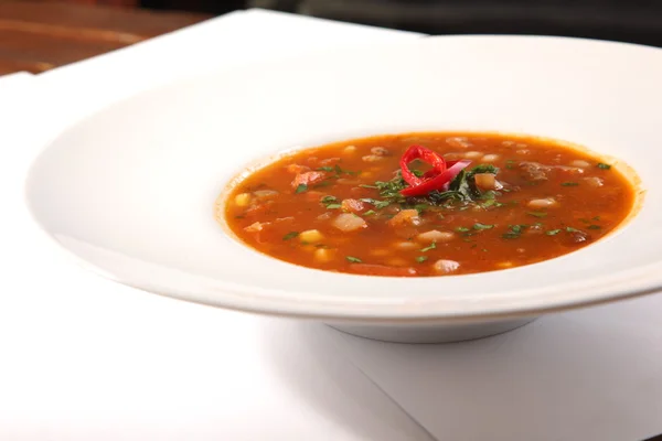 Pittige soep met paprika en bonen — Stockfoto