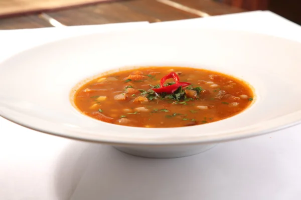 Würzige Suppe mit Paprika und Bohnen — Stockfoto
