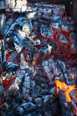 alev arka plan ile kebap için kömürler