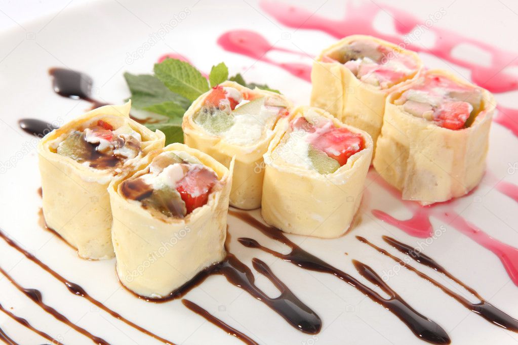 sweet roll in Japanese style with sauce