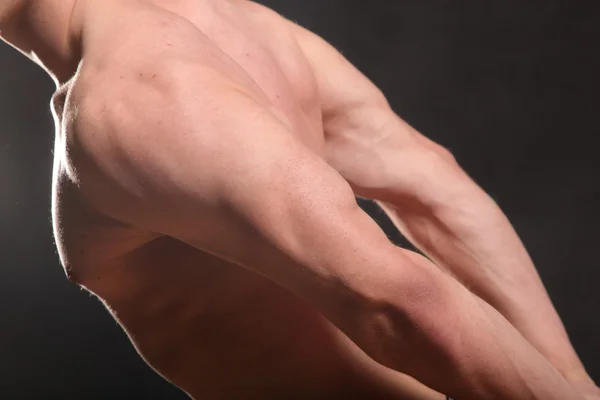 Masculino Torso Músculo Fundo Preto — Fotografia de Stock