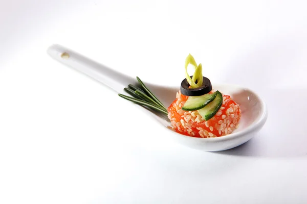 Appetizer Piece Salmon Sesame Buffet — Stock Photo, Image