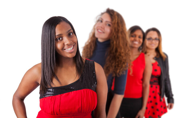 Happy  teenagers isolated on white background