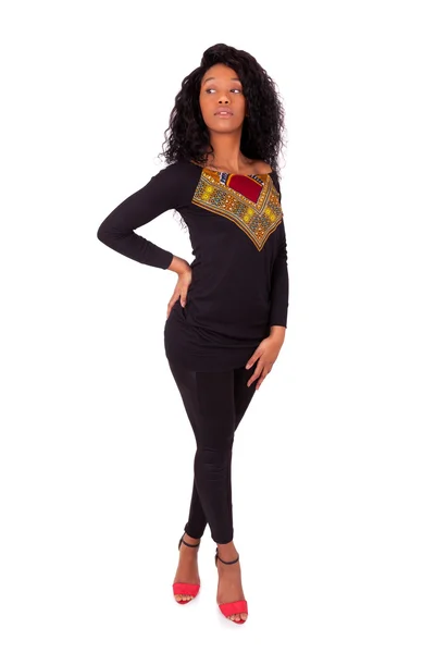 아름 다운 흑인 여성 패션 초상화 — 스톡 사진