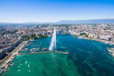 Geneva City İsviçre havadan görünümü