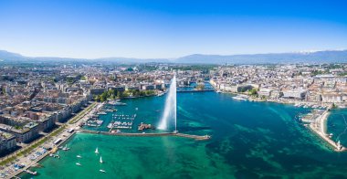 Geneva City İsviçre havadan görünümü