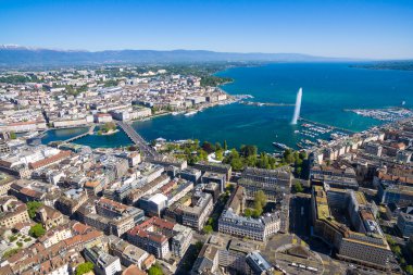 Geneva City İsviçre havadan görünümü
