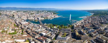 Geneva City İsviçre havadan görünümü