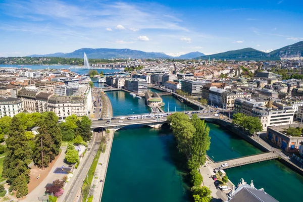 Aerial view of Leman lake -  Geneva city in Switzerland — Stock Photo, Image