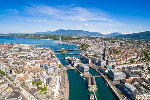 Leman Gölü - Geneva city İsviçre havadan görünümü — Stok fotoğraf