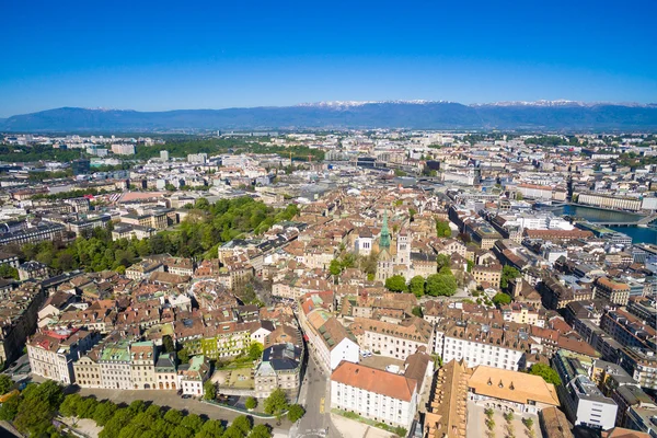 Vista aérea da cidade velha de Genebra, na Suíça — Fotografia de Stock