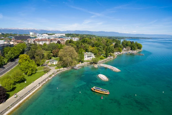 Luchtfoto van Mon Repos park Genève stad in Zwitserland — Stockfoto