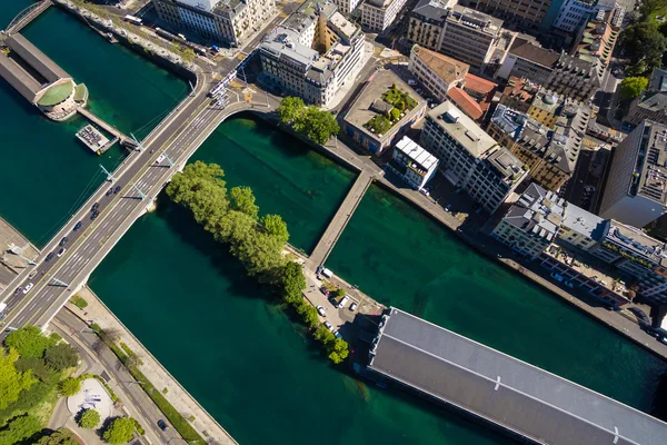 Luchtfoto van Genève stad in Zwitserland — Stockfoto