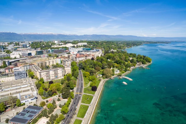 Luchtfoto van Mon Repos park Genève stad in Zwitserland — Stockfoto
