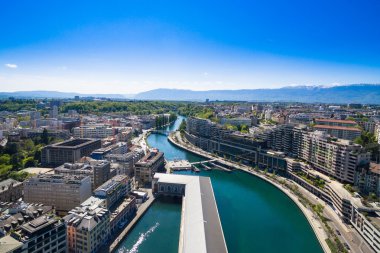 Geneva City İsviçre havadan görünümü