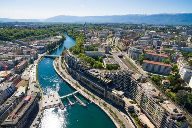 Geneva City İsviçre havadan görünümü