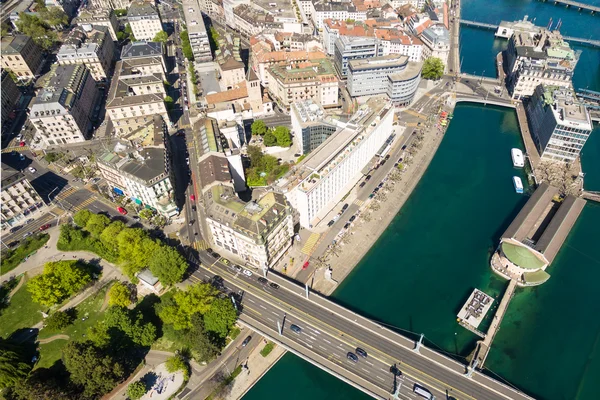 Luchtfoto van Genève stad in Zwitserland — Stockfoto