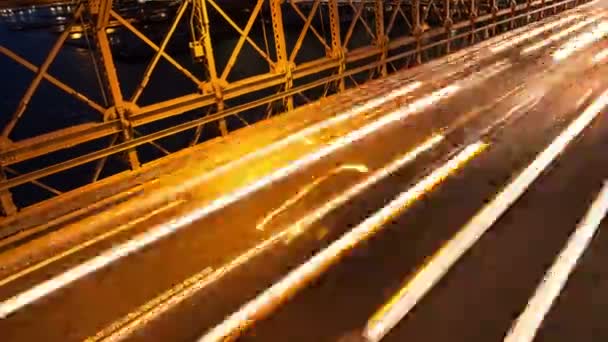 Brooklyn bridge car traffic light timelapse - New York - USA — Stock Video