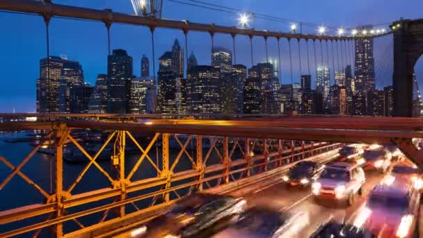 Brooklyn Brug auto verkeerslicht timelapse - New York - Verenigde Staten — Stockvideo