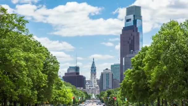 Timelapse of the philadelphia skyline - Pennsylvania USA — Stock Video