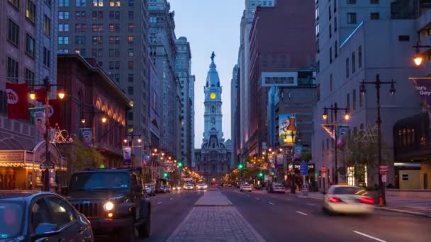 4K noche timelapse de Filadelfia calles - Filadelfia timelaspe - Pennsylavania Estados Unidos — Vídeos de Stock