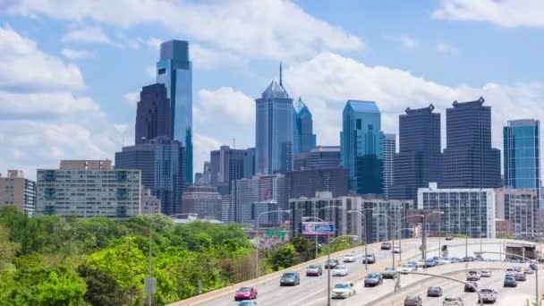 4k Zeitraffer der Skyline von Philadelphia - pennsylvania usa — Stockvideo