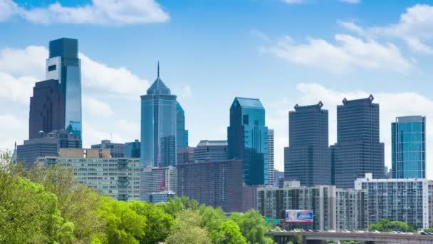 4k Timelapse philadelphia Skyline - Pensilvanya ABD — Stok video