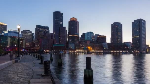 Cronologia 4K Night dello skyline di Boston - Massachusetts - Stati Uniti — Video Stock