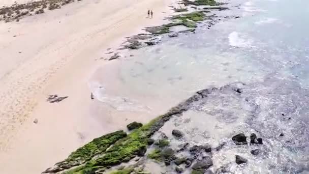 Widok z lotu ptaka (Praia de) Chaves Beach w Boa Vista Republika Zielonego Przylądka-Cabo Verde — Wideo stockowe