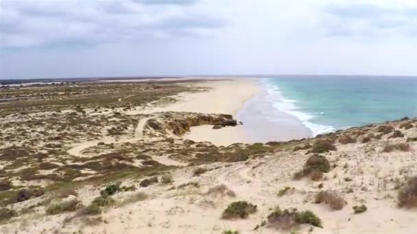 Aerial view of ( Praia de ) Curalinho Beach in Boa Vista Cape Verde - Cabo Verde — Stock Video