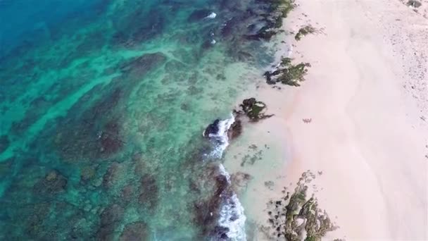 Aerial view of ( Praia de ) Curalinho Beach in Boa Vista Cape Verde - Cabo Verde — Stock Video