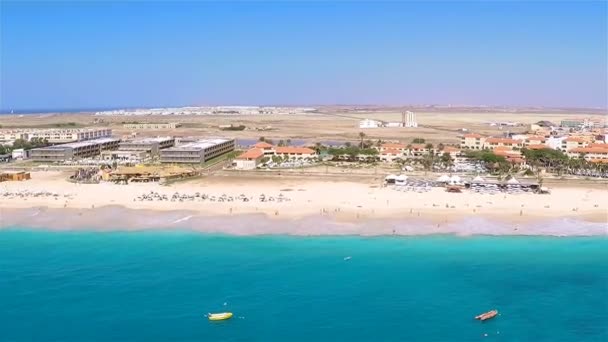 Aerial view of Santa Maria beach in Sal Cape Verde - Cabo Verde — Stock Video