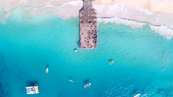 Vista aérea de la playa de Santa Maria en Sal Cabo Verde - Cabo Verde — Vídeos de Stock
