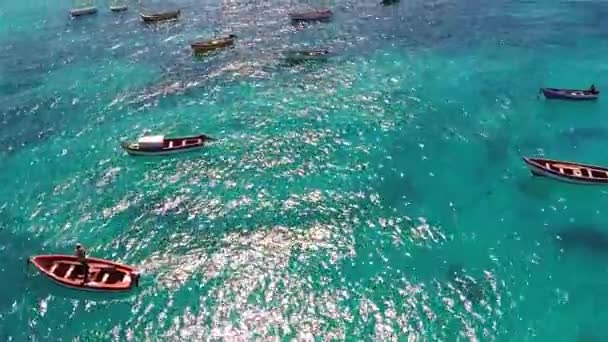 Luchtfoto van Santa Maria strand in Sal Cape Verde - Cabo Verde — Stockvideo