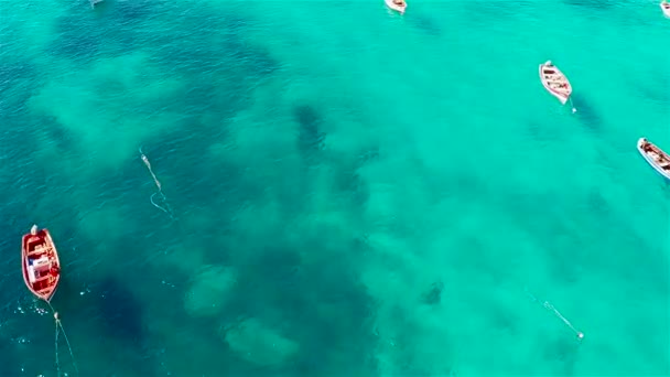 Luchtfoto van Santa Maria strand in Sal Cape Verde - Cabo Verde — Stockvideo