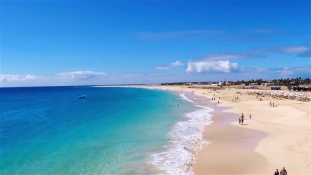 Aerial view of Santa Maria beach in Sal Cape Verde - Cabo Verde — Stock Video