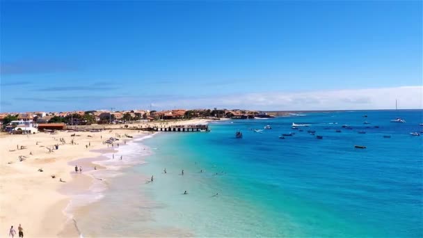 Aerial view of Santa Maria beach in Sal Cape Verde - Cabo Verde — Stock Video