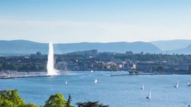 İsviçre - Jet d'eau Geneva su çeşme Timelapse de Geneve