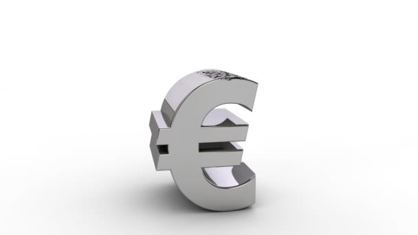 3D symbol waluty euro, eksploduje, nad białym — Wideo stockowe