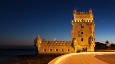 4 k gece timelapse Lizbon - Portekiz - Uhd Belem Kulesi
