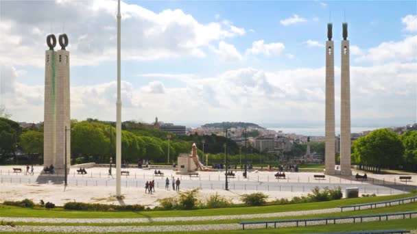 4k pohled Edwarda vii park v Lisabon, Portugalsko - Uhd — Stock video