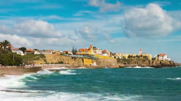 Cronologia 4K della costa di Estoril vicino a Lisbona in Portogallo - UHD — Video Stock