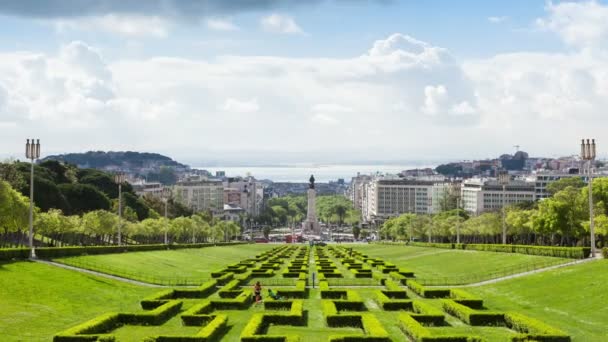 4 k timelapse Edward VII Park Lizbon, Portekiz - Uhd — Stok video