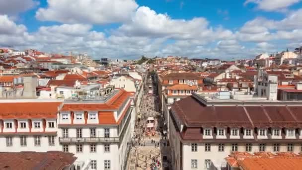 Lisbon, Portekiz - Uhd commerce square yakınındaki Augusta Caddesi'nin 4 k timelpase — Stok video