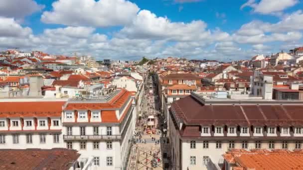 Lisbon, Portekiz - Uhd commerce square yakınındaki Augusta Caddesi'nin 4 k timelpase — Stok video