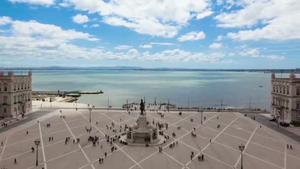 4k time-aspe af handelspladsen - Praa do commercio i Lissabon - Portugal - UHD – Stock-video